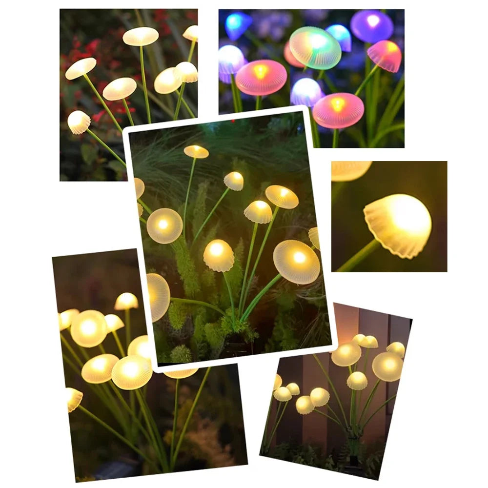 LED Solar Jellyfish Mushroom Fairy Light RGB Waterproof Energy-saving Solar Garden Lamp for Outdoor Lawns Courtyard Decor Light