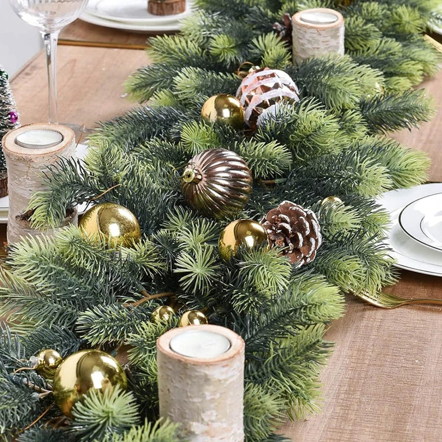 180CmArtificial Green Plants Christmas Tree Garland Wreaths Home Party Decoration Outdoor Yard Pine Tree Rattan Hanging Ornament