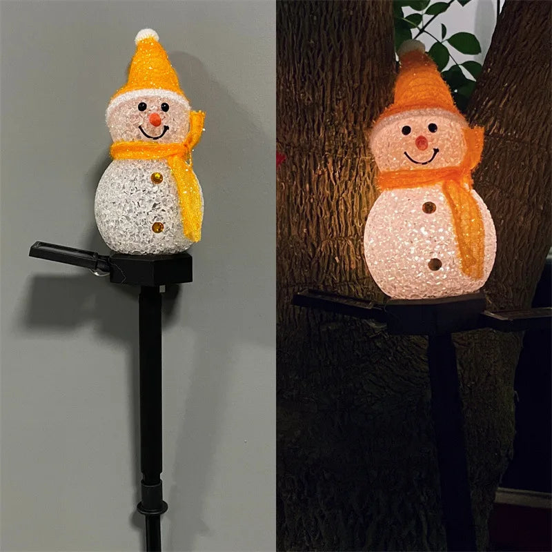 LED Snowman Solar Garden Light Outdoor Ground Stake Light Solar Powered Xmas Pathway Lights For Christmas Lawn Yard Decoration
