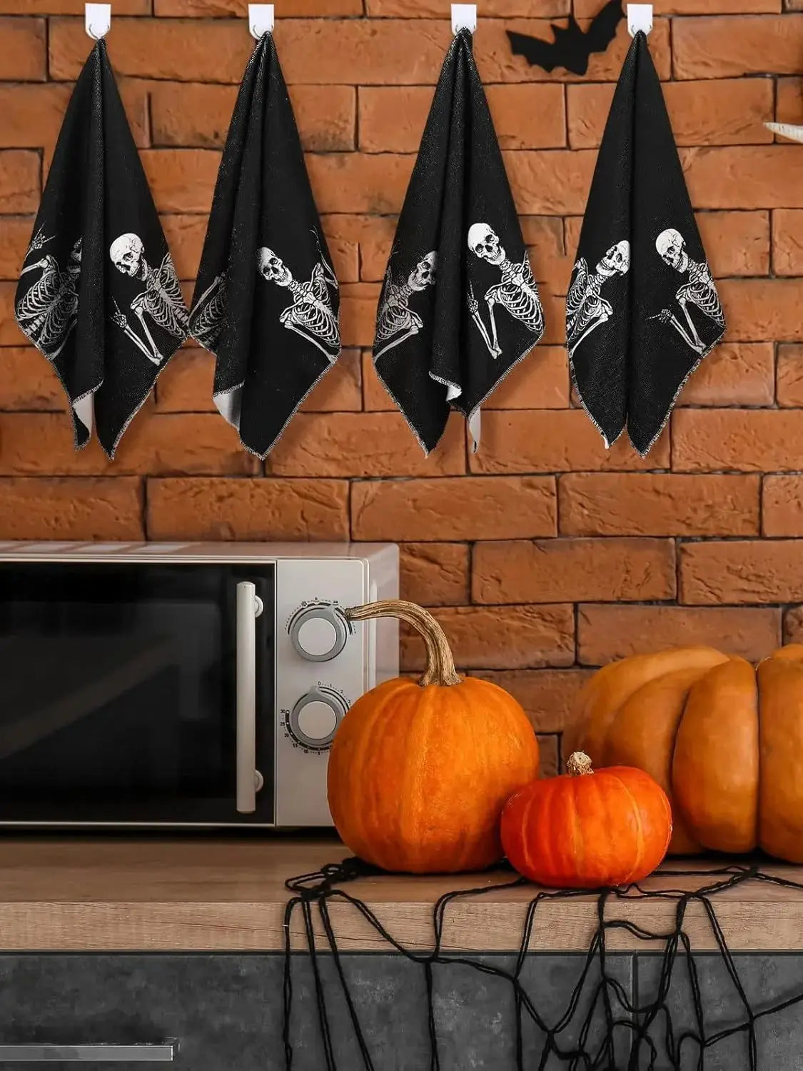 Halloween Kitchen Towels Gift Rock and Roll Skeleton Hippie Skull Dish Towels  Absorbent  Bathroom Gift Halloween decoration