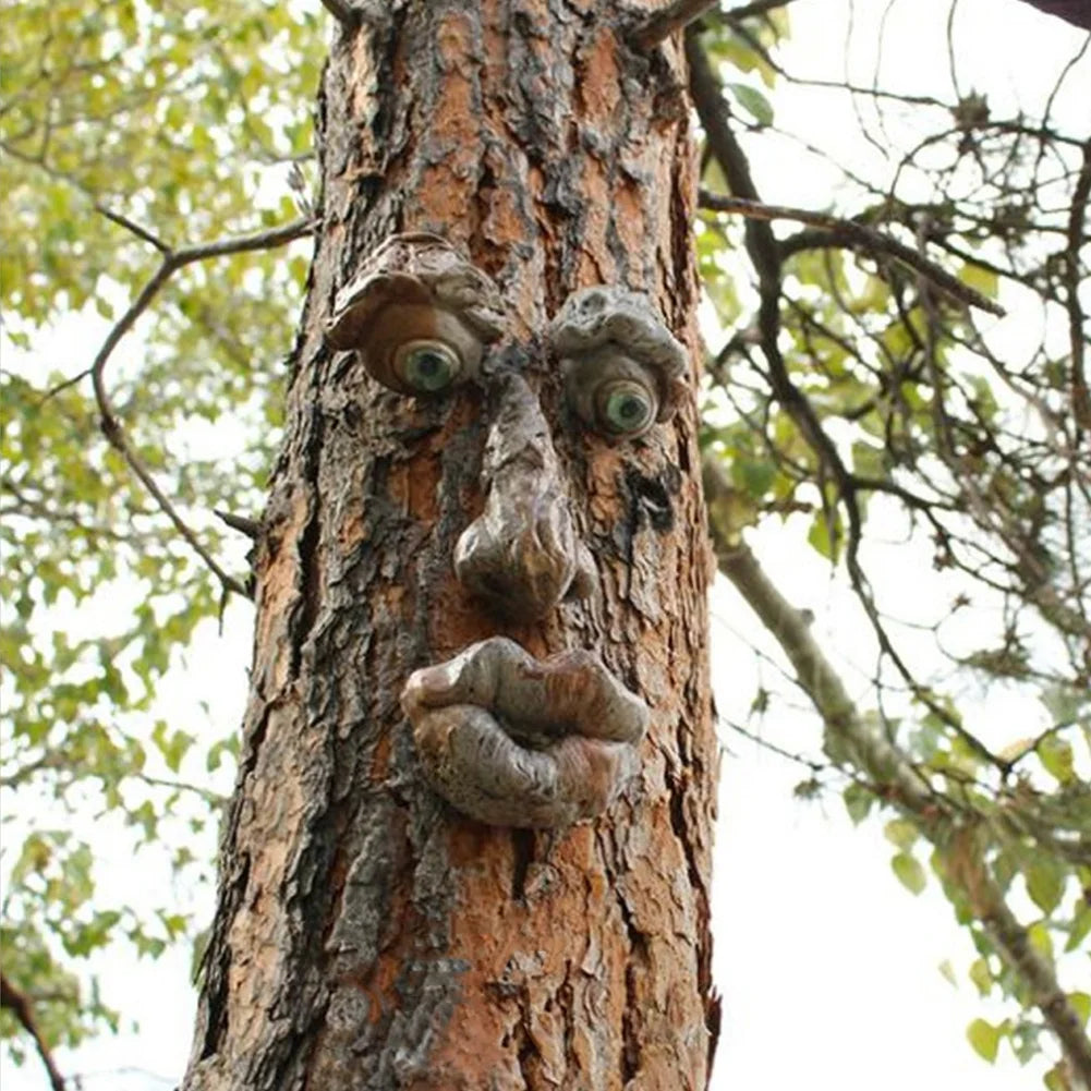 Peeker Yard Art Outdoor Tree Funny Old Man Face Sculpture Whimsical Tree Face Garden Decoration