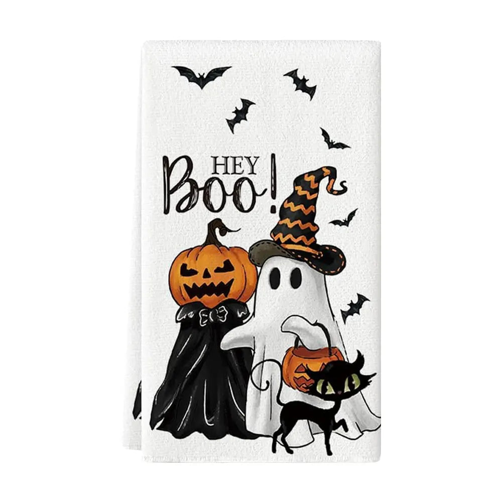 1pc Boo Halloween Kitchen Towels Dish Tea Towels Kitchen Decor Halloween Decoration Cotton Gift for Mom Women Kitchen Supplies