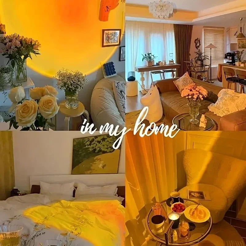 16-Color Spectrum Vibrant Sunset Projection Light USB Remote Control Dynamic Color Changing LED Light Creates Warm Home