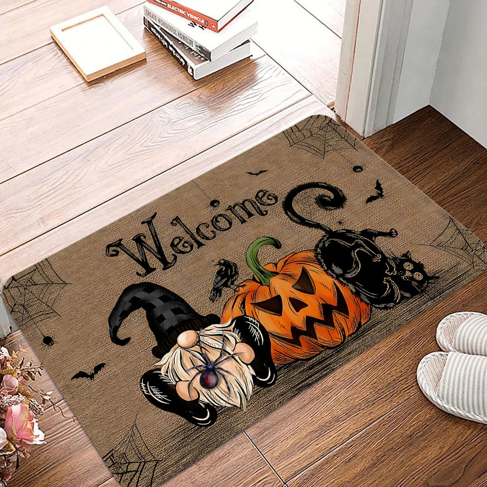 Halloween Ghost Pumpkin Printed Kitchen Carpet Living Room Dining Room Laundry Floor Mat Bath Balcony Hallway Non-slip Door Mat