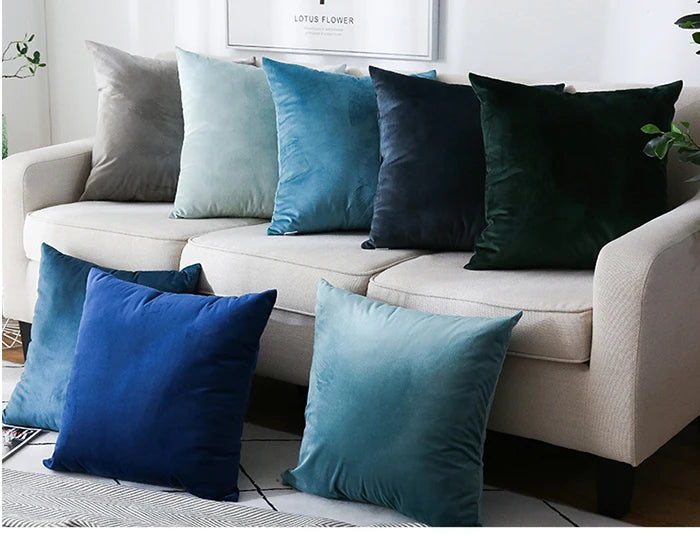 Pillow Cover Velvet Pillow Case 40x40cm For Living Room Sofa Decorative Pillows Home Decor Housse De Coussin Yellow Green Blue