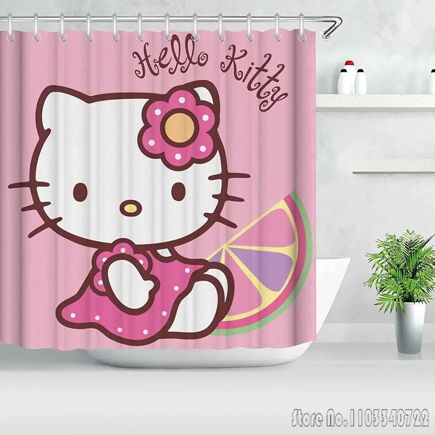 Hello Kitty Shower Curtain Cute Printed Cartoon Bathroom Accessories Decor Sets Full Set Luxury Curtains Home Decor Anime