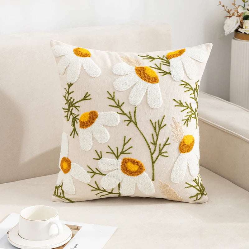 LANMOLIFE Pure Cotton Embroidery Office Cushion Pillowcase Car Cushion Cover45X45CM Lumbar Pillowcase Sofa Pillowcase