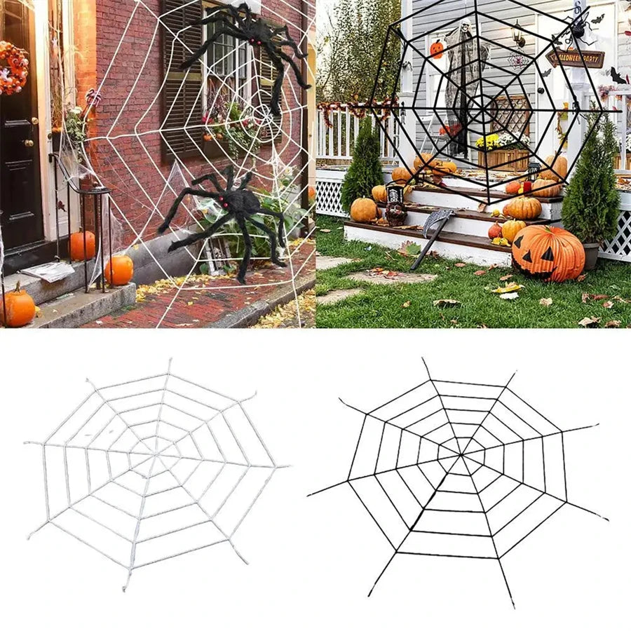 150/250cm Black White Spider Web Giant Stretchy Cobweb For Home Bar Garden Haunted House Horror Props Halloween Party Decoration