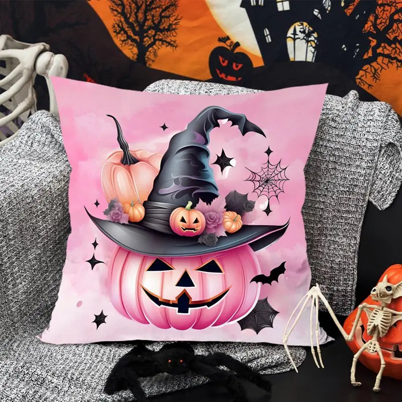 Halloween Linen Cushion Cover Trick or Treat Theme Pillowcase Cartoon Pumpkin Ghost Pillow Cover Halloween Party Decoration 2025