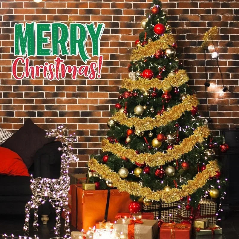 1.5/30M Colorful Christmas Ribbon Garland Xmas Tree Wrapping Tinsel Ribbons DIY Bar Wedding New Year Party Ribbon Decorations