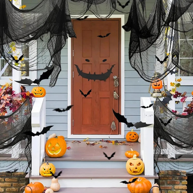 Halloween Black Gauze Outdoor Hanging Scary Gauze Ghost Cloth for Haunted House Scene Props Halloween Party Decoration Props