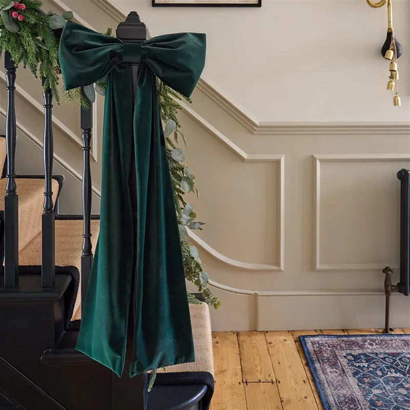 40 * 100cm Christmas Tree Big Bow Decoration Red Pink Green White Party Garden Wedding Hanging Pendant Festival Atmosphere Props