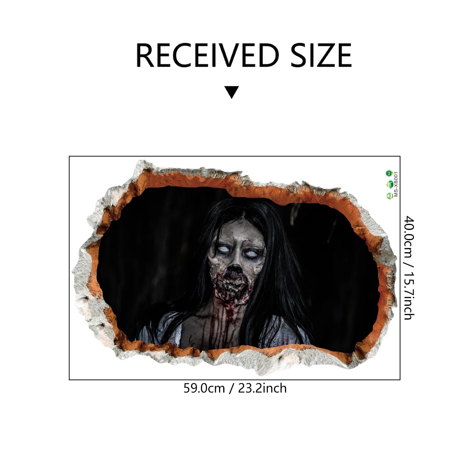 Halloween Wall Stickers Horror Thriller Broken Wall Zombie Theme Party Home Decoration Wall Stickers