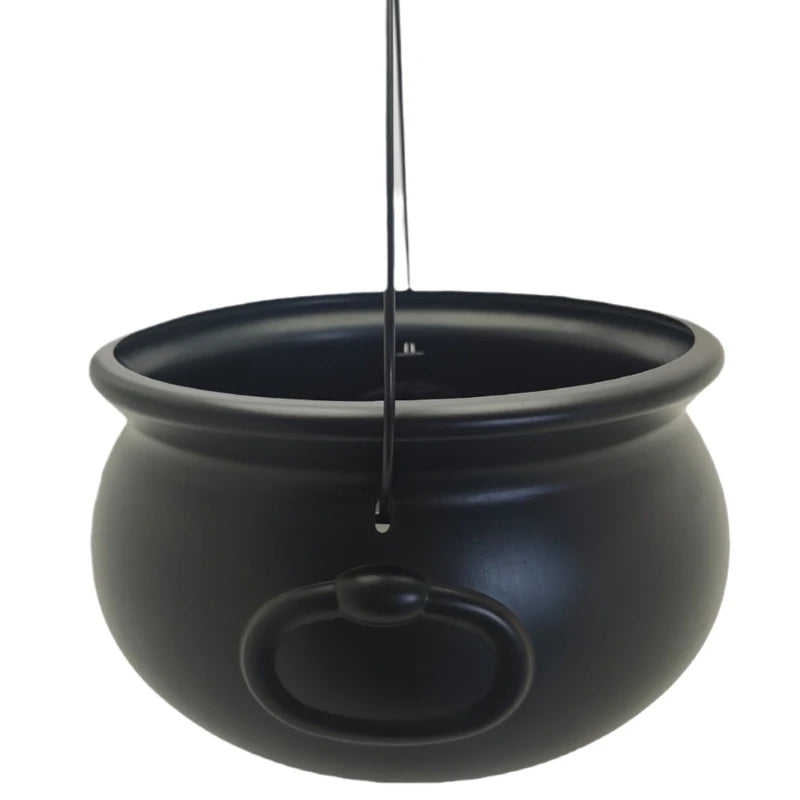 32cm Large 12Inch Black Cauldron Kettle Bucket Witches Sweets Candy Bowl for Halloween Trick or Treating Party Decoration
