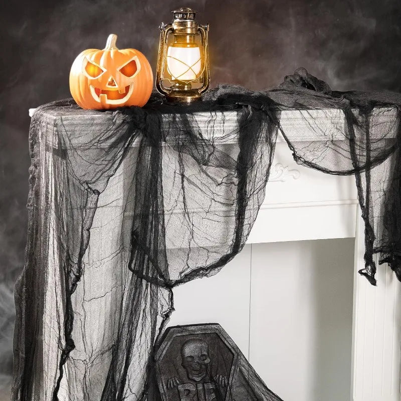Halloween Black Gauze Outdoor Hanging Scary Gauze Ghost Cloth for Haunted House Scene Props Halloween Party Decoration Props