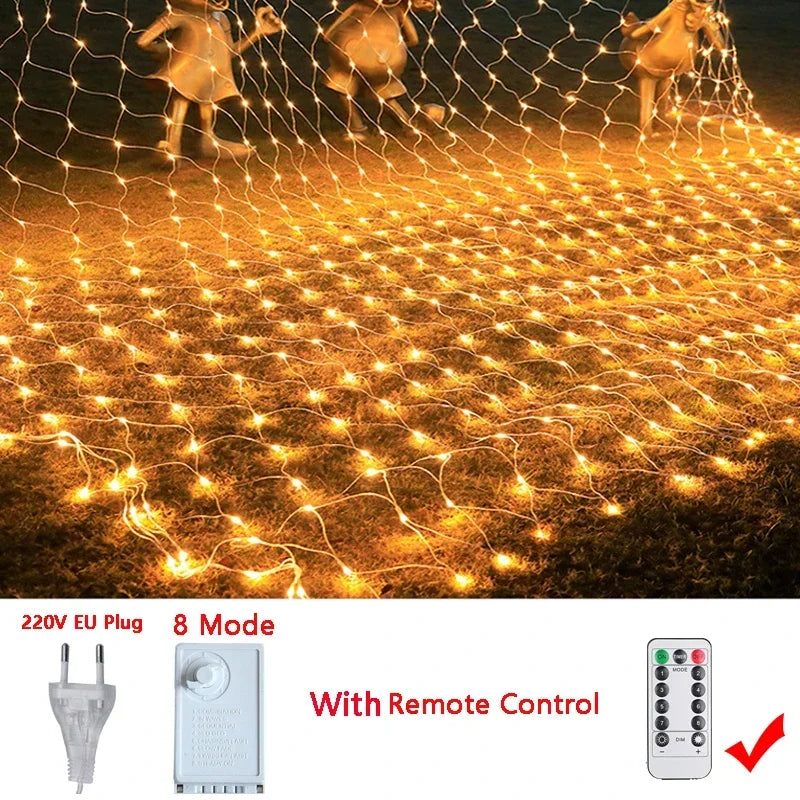 1M-36M LED Outdoor Fishing Net Christmas Fairy Lights Festoon Garden Street Garland Curtain Wedding Tree Ramadan Decoration 2026