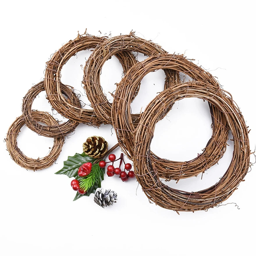 10Cm/15cm/20cm Artificial Rattan Frame Home Wedding Christmas Party Outdoor Decor DIY Gifts Bride Wreath Wall Hanging Accessory