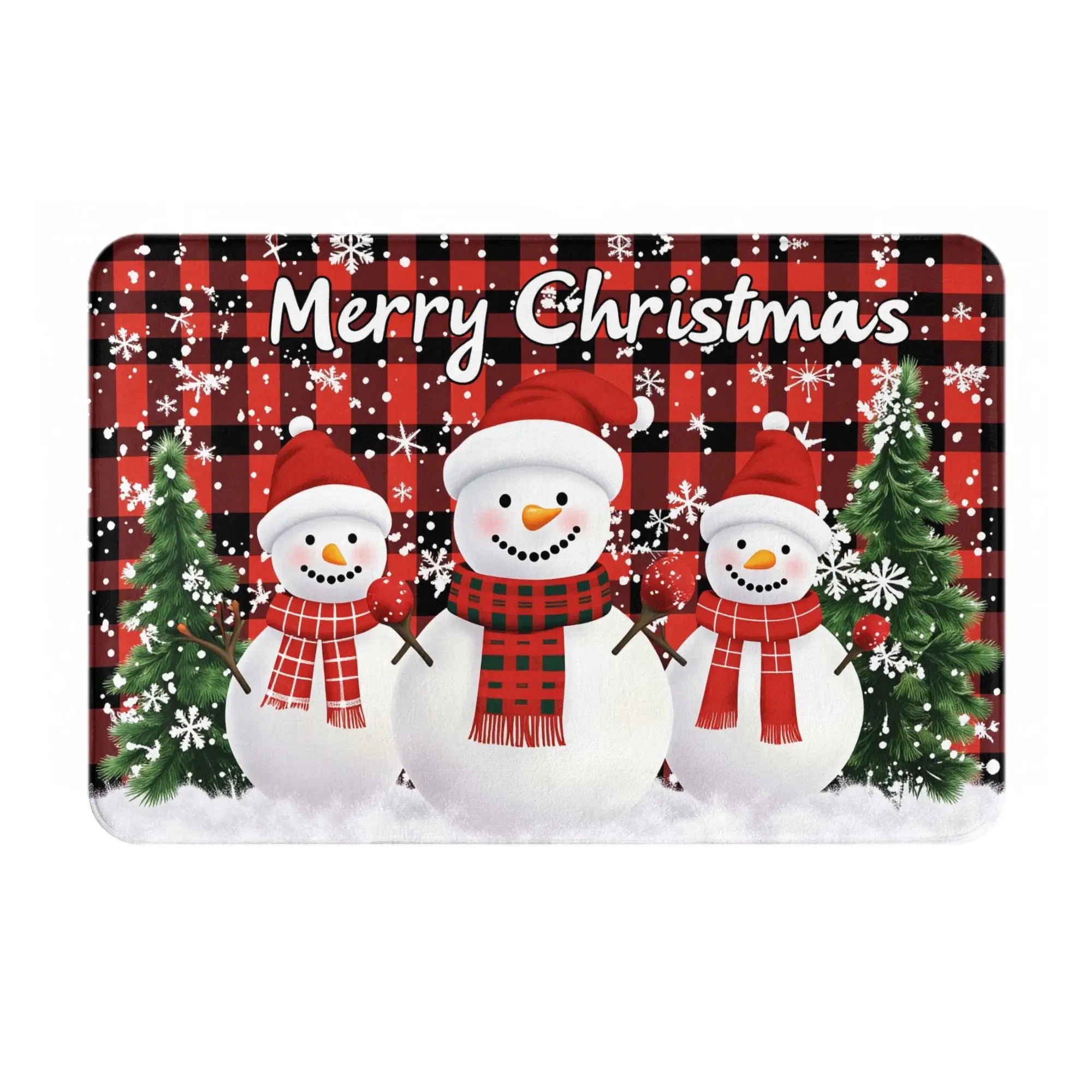 Snowman Pattern Merry Christmas Doormat Non-Slip Entrance Kitchen Bath Door Floor Mat  Toilet Carpet Rug