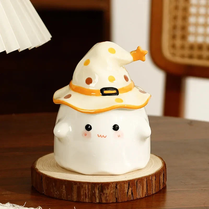 Creative Funny Ghost Ceramic Mugs Coffee Cups with Lids Office Afternoon Tea Coffee Cup Halloween Easter Gifts Friends