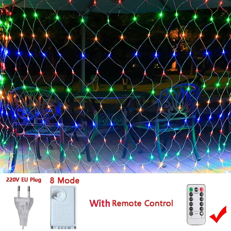 1M-36M LED Outdoor Fishing Net Christmas Fairy Lights Festoon Garden Street Garland Curtain Wedding Tree Ramadan Decoration 2026