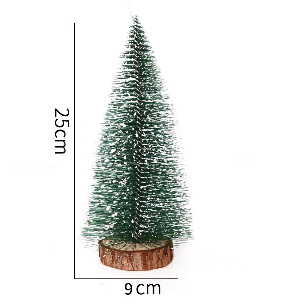 Mini Christmas Trees Different Size Craft Artificial Wooden Base Mini Christmas Tree Xmas Home Party New Year 2025 Decoration