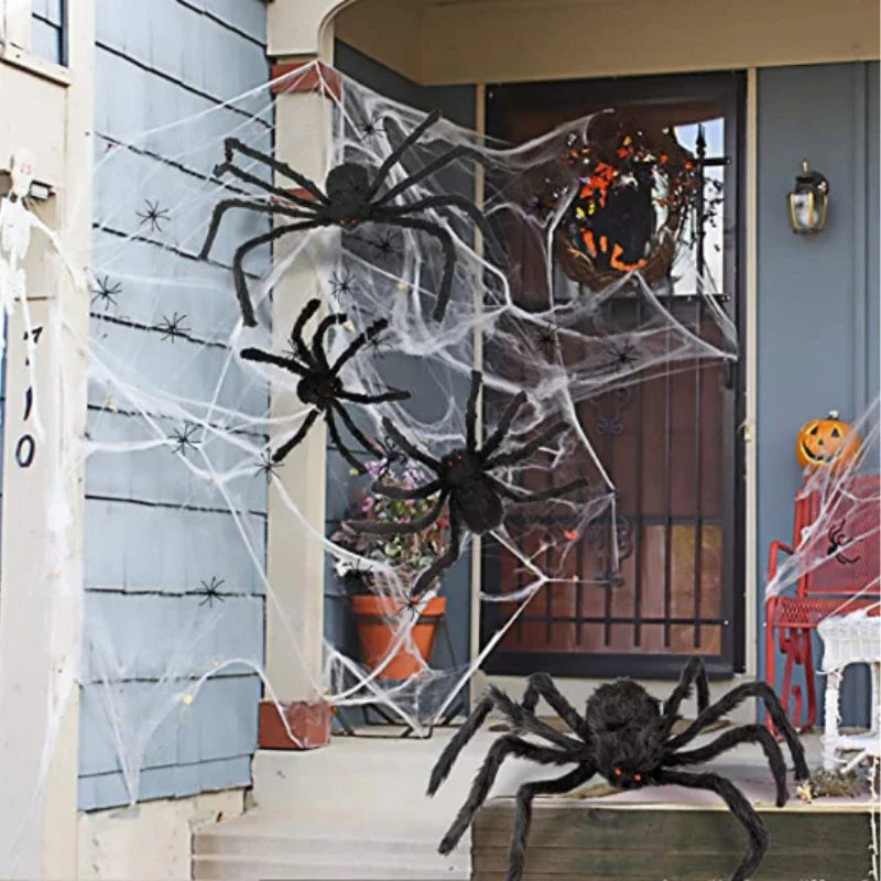 30cm/50cm/90cm/150cm/200cm Extra Large Plush Black Spider Outdoor Home Bar Party Haunted House Horror Props Halloween Decoration