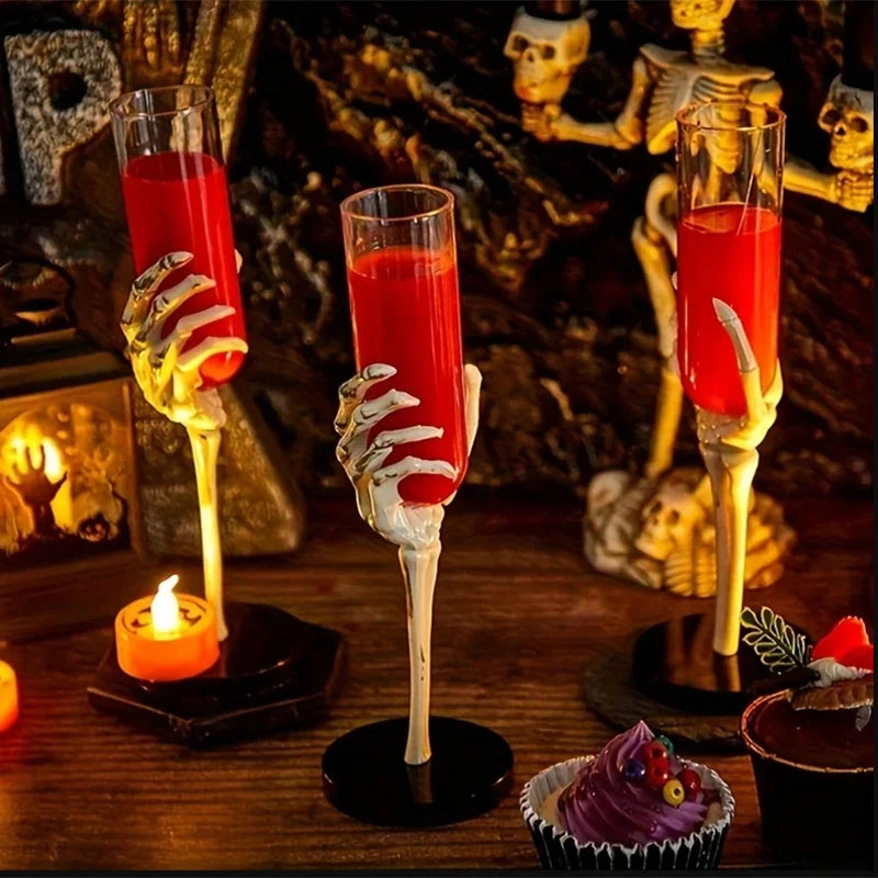 Halloween Retro Goblet Tableware Skeleton Hand Arm Design Plastic Champagne Flutes Halloween Decorations Party Bar Accessories