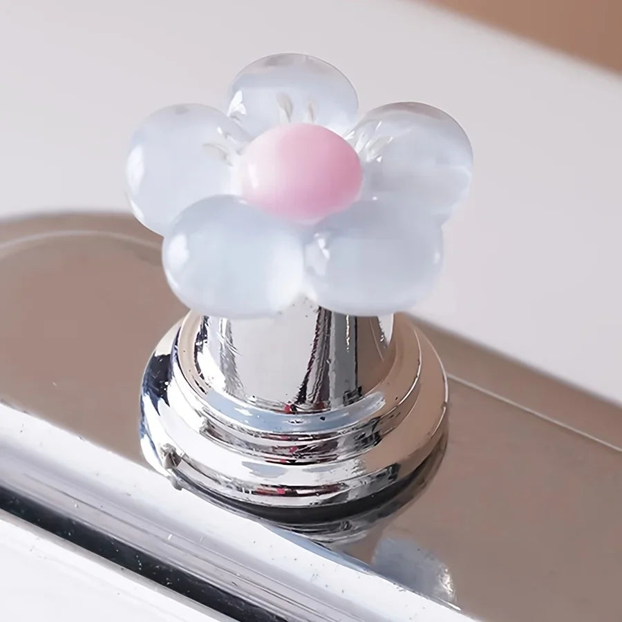 Essential Floral Toilet Flush Handle for Bathroom - Fashionable Bathroom Accessory, Long Nail Design, Easy to Press
