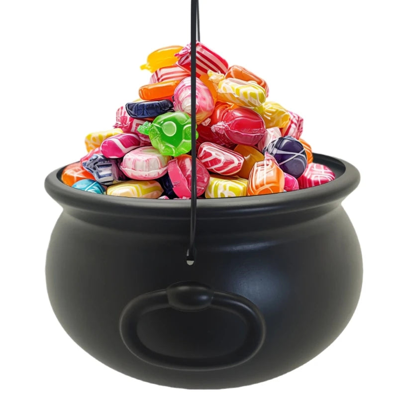 32cm Large 12Inch Black Cauldron Kettle Bucket Witches Sweets Candy Bowl for Halloween Trick or Treating Party Decoration