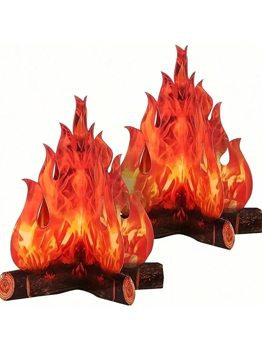 1pc, 3D Halloween Fire Decorative Cardboard Bonfire Centerpiece (10.63" X 11.81") Artificial Fire FakeFlame