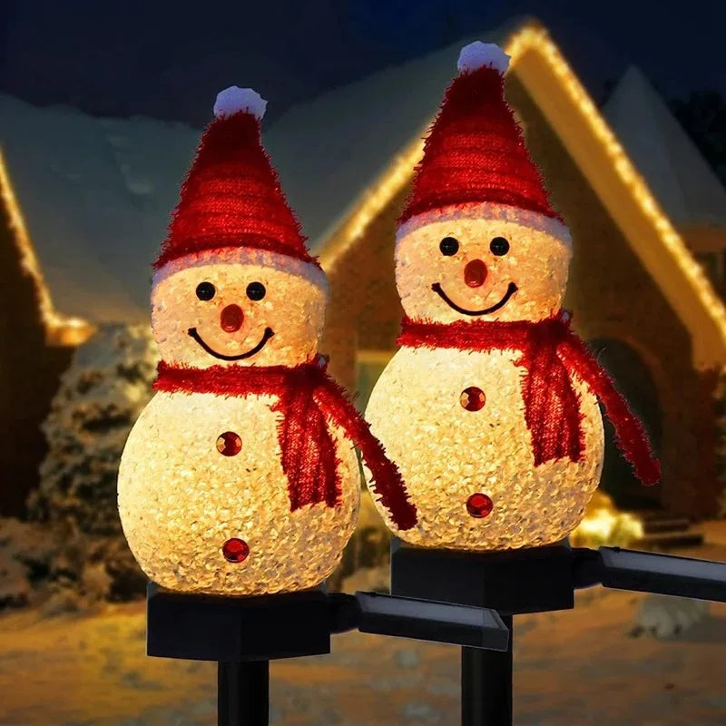 LED Snowman Solar Garden Light Outdoor Ground Stake Light Solar Powered Xmas Pathway Lights For Christmas Lawn Yard Decoration