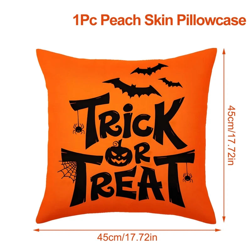 Halloween Linen Cushion Cover Trick or Treat Theme Pillowcase Cartoon Pumpkin Ghost Pillow Cover Halloween Party Decoration 2025