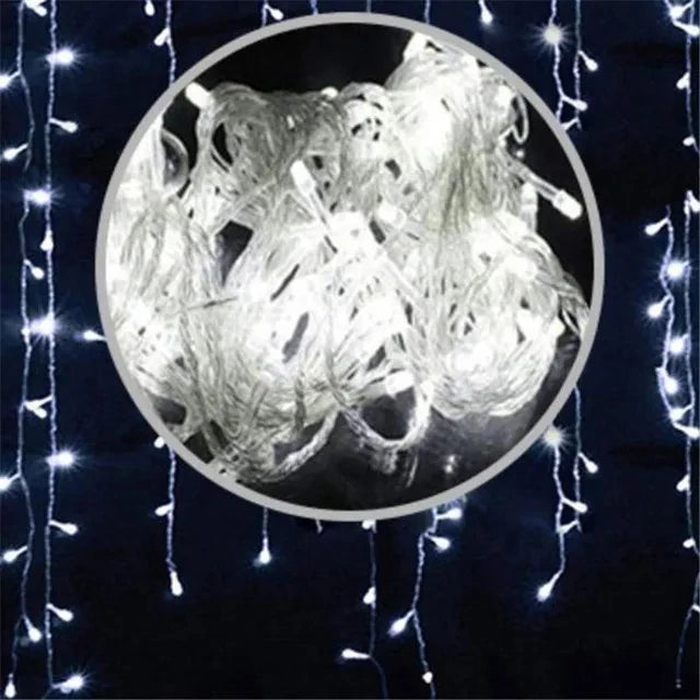 Outdoor Decoration 5m Droop 0.4-0.6m Curtain Icicle Led String Lights 220V 110V Garden Xmas Luminaria Garland Decorative Lights
