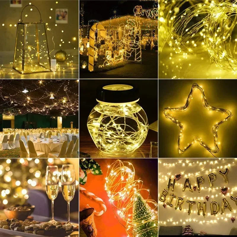 Led Solar Fairy String Lights 8 Modes Christmas Led Light Outdoor Garden Patio Wire Garland Light Christmas Lights