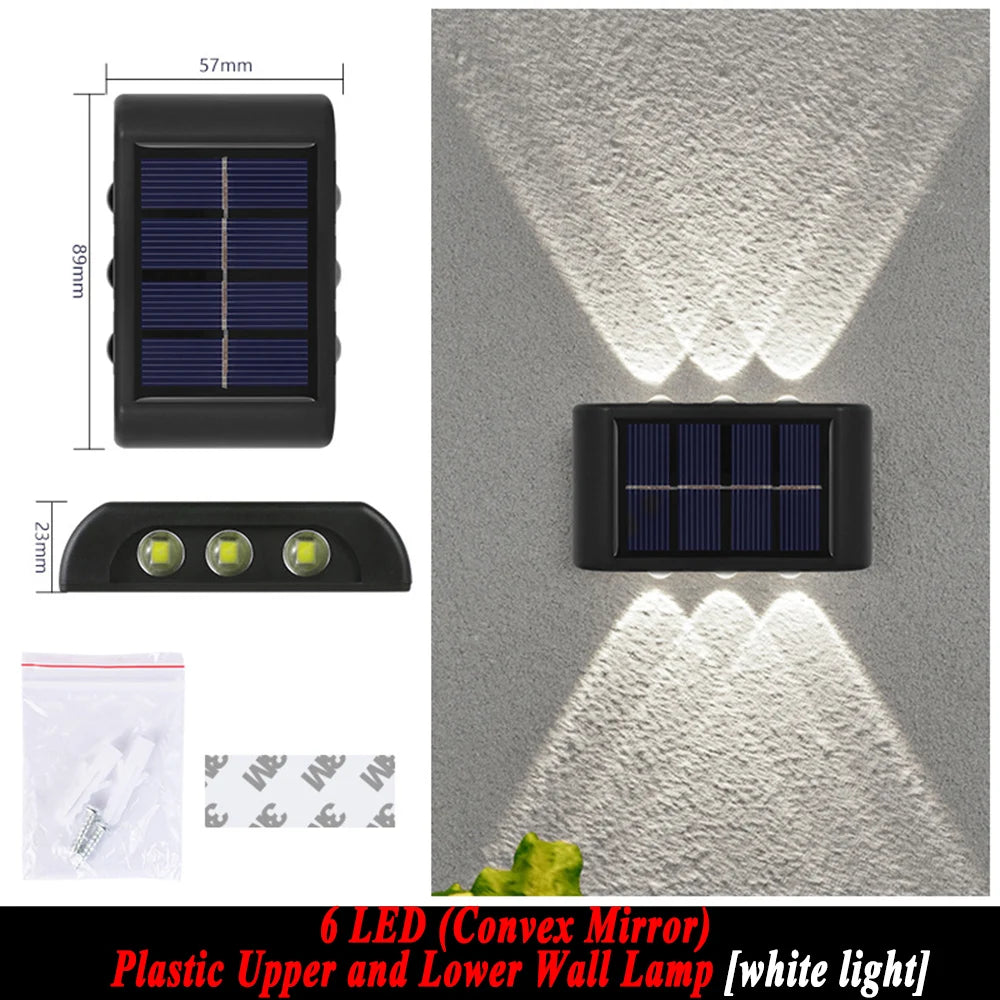 Solar Wall Lamp Outdoor 4/6/8/10/12/16LED Light Waterproof Up And Down Luminous Lighting Balcony Yard Garden Decoration Lights