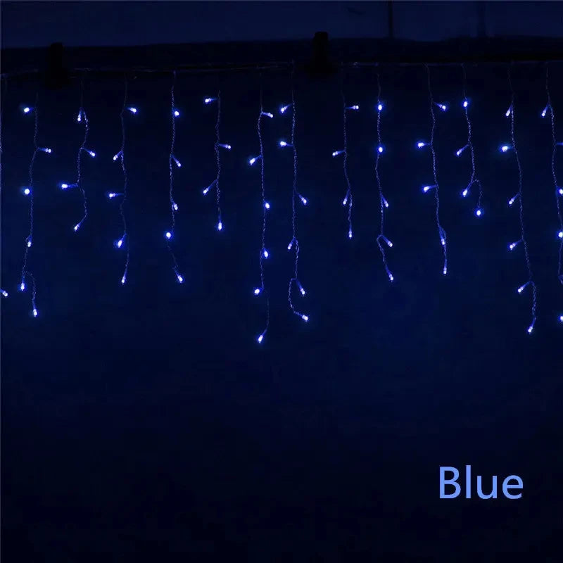Outdoor Decoration 5m Droop 0.4-0.6m Curtain Icicle Led String Lights 220V 110V Garden Xmas Luminaria Garland Decorative Lights