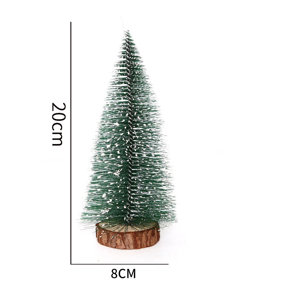 Mini Christmas Trees Different Size Craft Artificial Wooden Base Mini Christmas Tree Xmas Home Party New Year 2025 Decoration
