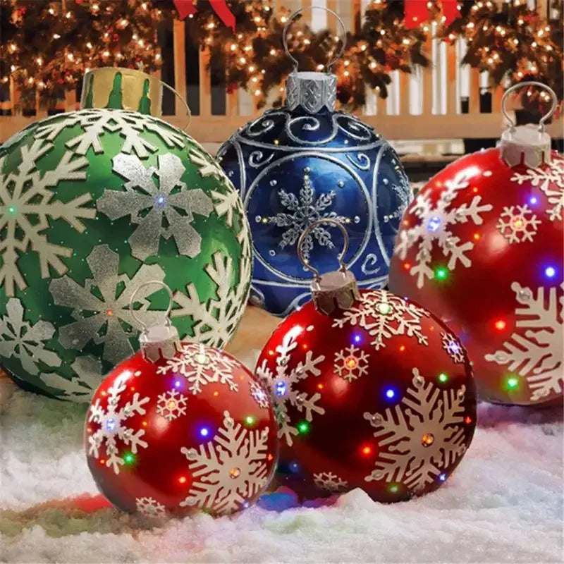 Big Outdoor Christmas Inflatable Decorated Ball 60cm PVC Giant Big Large Balls Xmas Tree Decorations Ball without Light Ornament