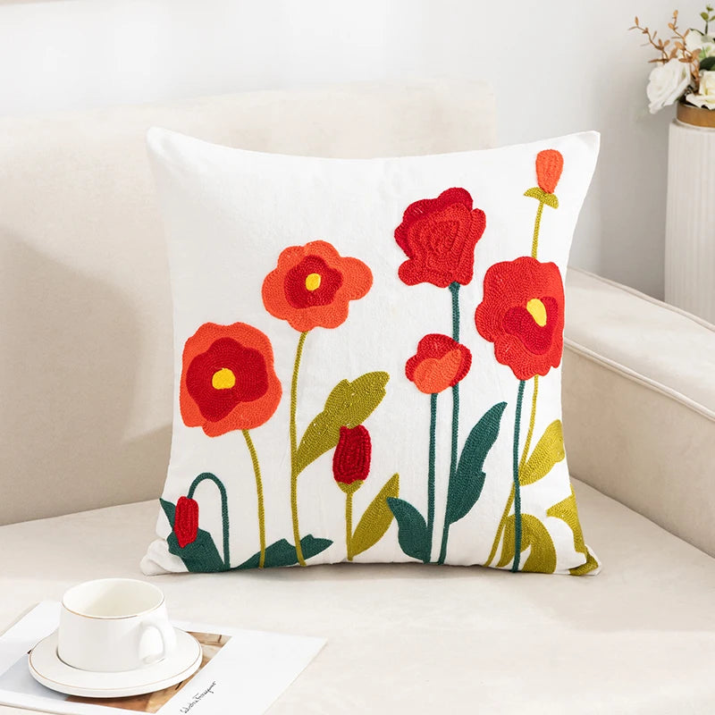 LANMOLIFE Pure Cotton Embroidery Office Cushion Pillowcase Car Cushion Cover45X45CM Lumbar Pillowcase Sofa Pillowcase
