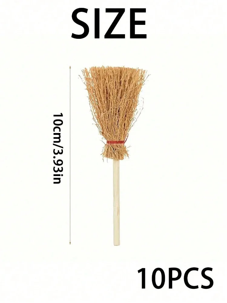 10pcs Halloween brooms, mini brooms, Halloween decorations, autumn decorations, room decorations, kitchen decorations