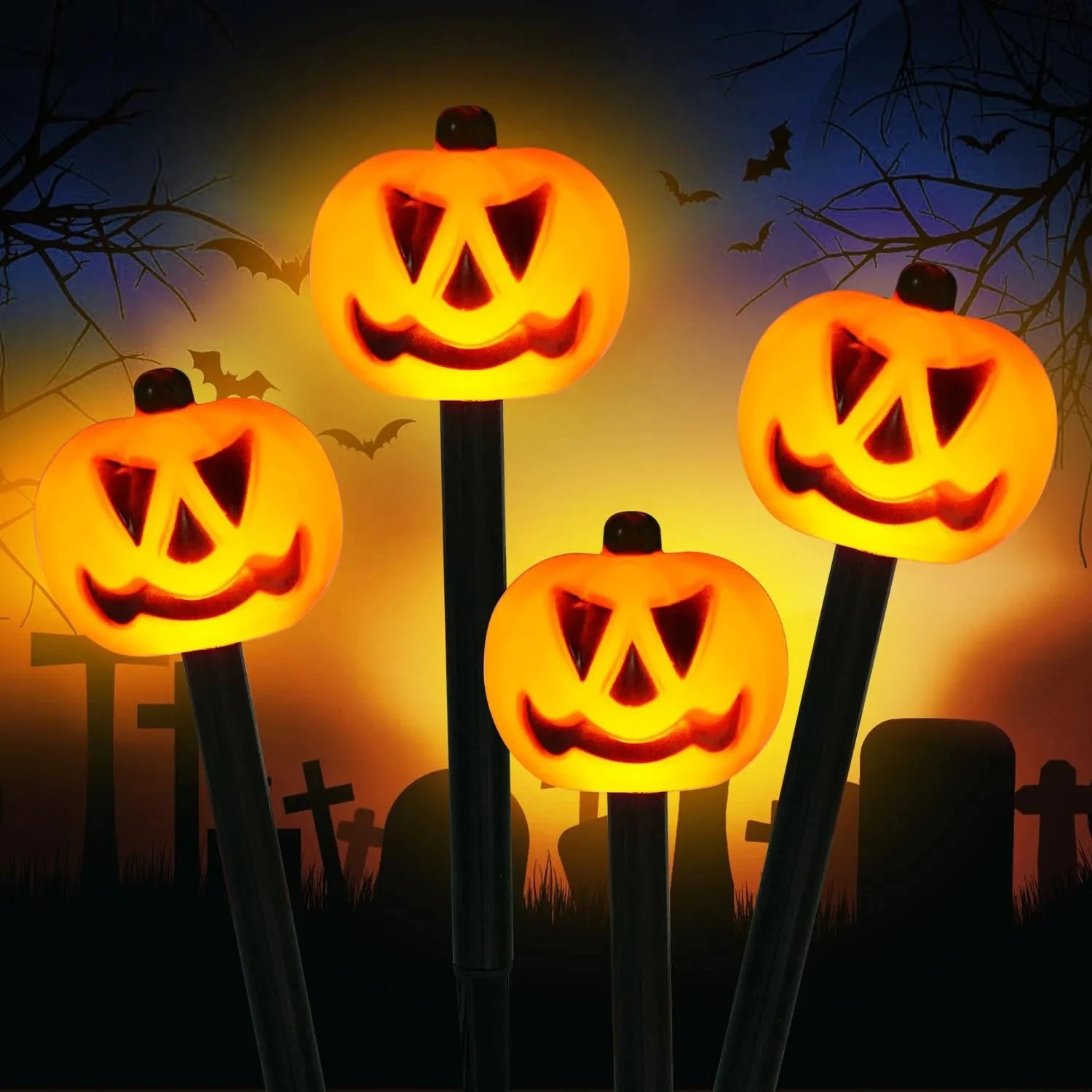 5PCS/Set Pumpkin,Ghost Solar Halloween Lights Outdoor Waterproof Pathway Light Garden Home Decoration Lamp Halloween Accessories