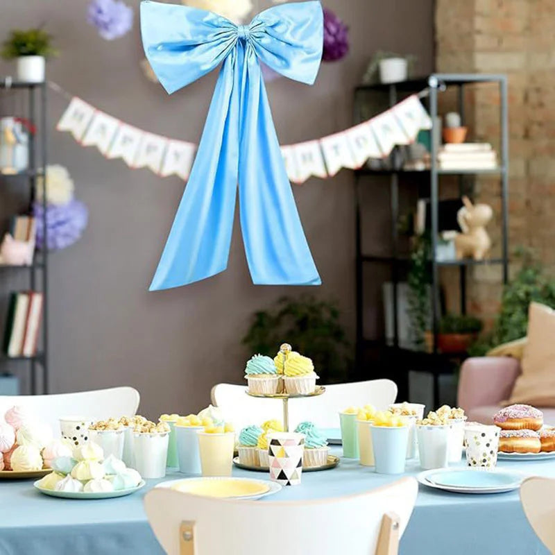 40 * 100cm Christmas Tree Big Bow Decoration Red Pink Green White Party Garden Wedding Hanging Pendant Festival Atmosphere Props