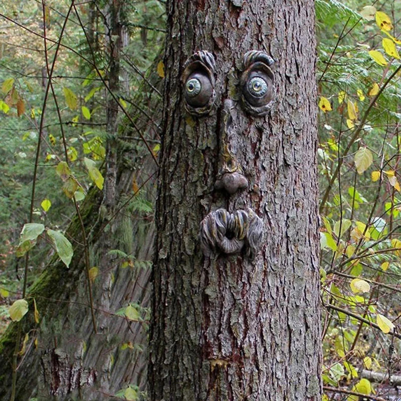 Peeker Yard Art Outdoor Tree Funny Old Man Face Sculpture Whimsical Tree Face Garden Decoration