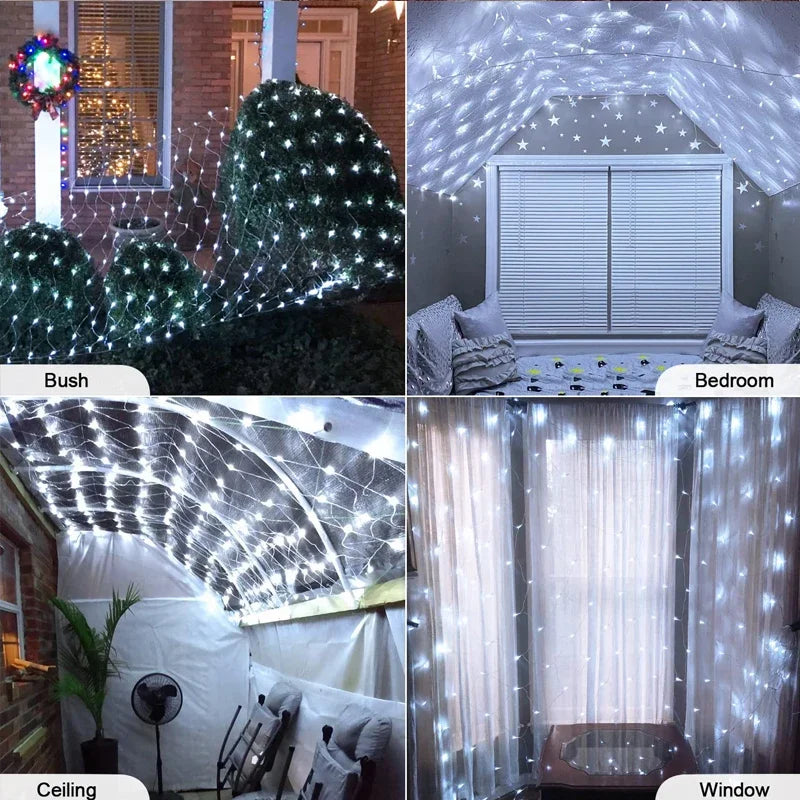 1M-36M LED Outdoor Fishing Net Christmas Fairy Lights Festoon Garden Street Garland Curtain Wedding Tree Ramadan Decoration 2026