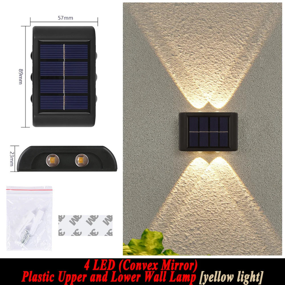 Solar Wall Lamp Outdoor 4/6/8/10/12/16LED Light Waterproof Up And Down Luminous Lighting Balcony Yard Garden Decoration Lights