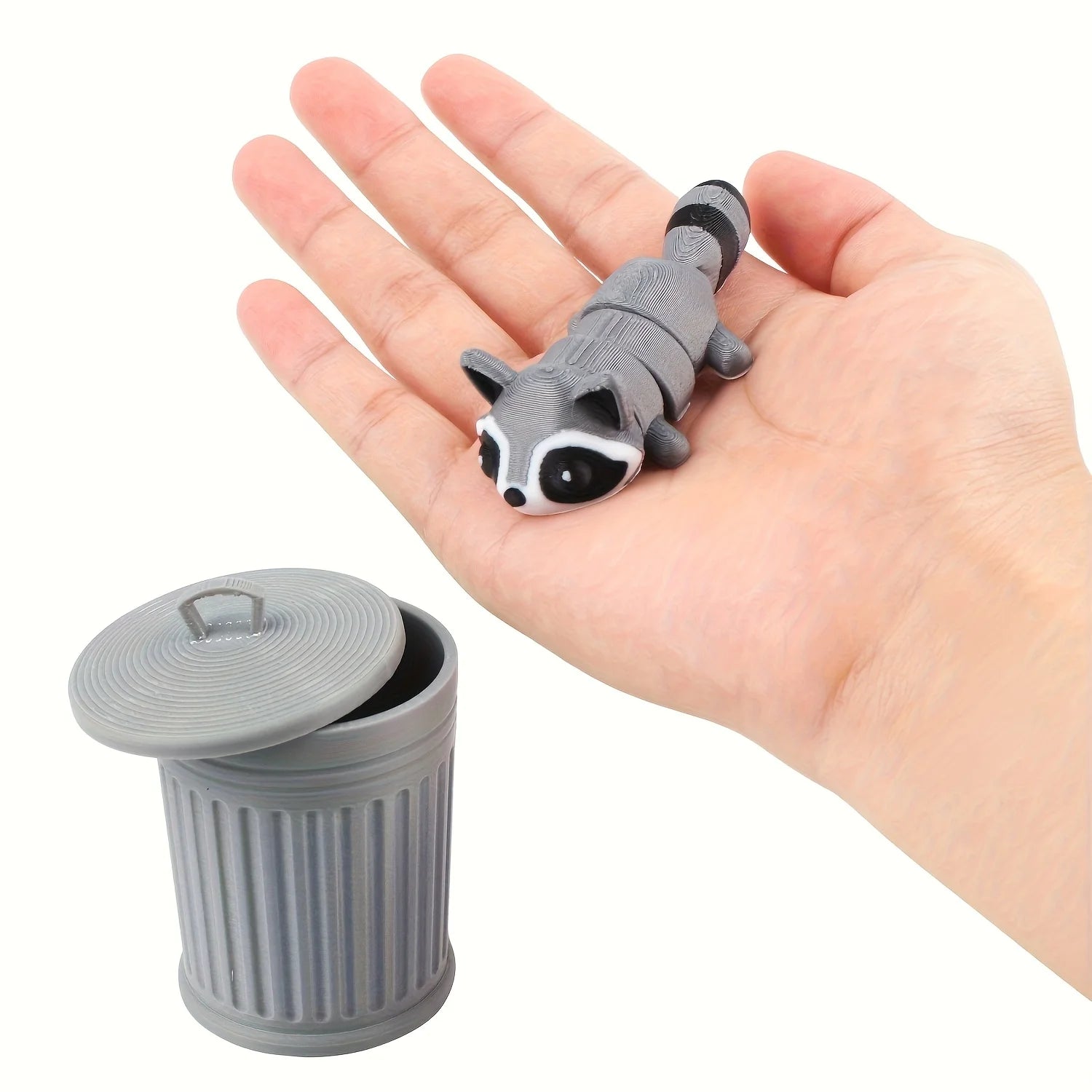 3D Printed Raccoon Trash Can Decoration- Multifunctional Indoor and Outdoor Movable Raccoon Statue, Suitable for Home, Office