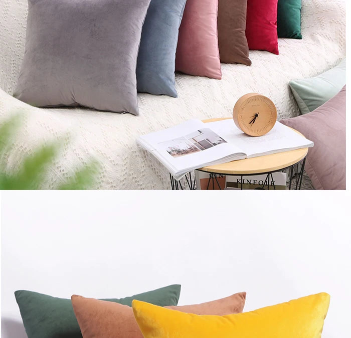Pillow Cover Velvet Pillow Case 40x40cm For Living Room Sofa Decorative Pillows Home Decor Housse De Coussin Yellow Green Blue