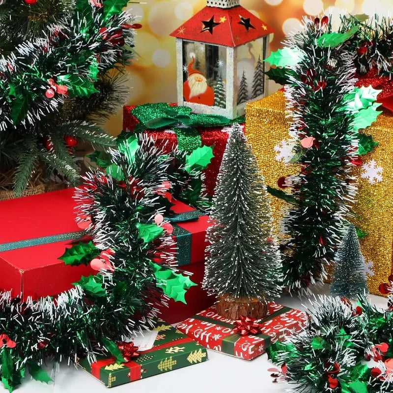 Christmas Tinsel Garland Shiny Metallic Tinsel Twist Garland Ornaments Long Glitter Christmas Tree Hanging Decor for Party Tree