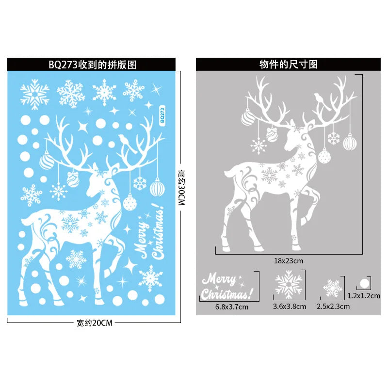 2025 Christmas Window Glass Stickers White Santa Claus Snowman Snowflake Xmas Tree Window Stickers Kids DIY Happy New Year 2026