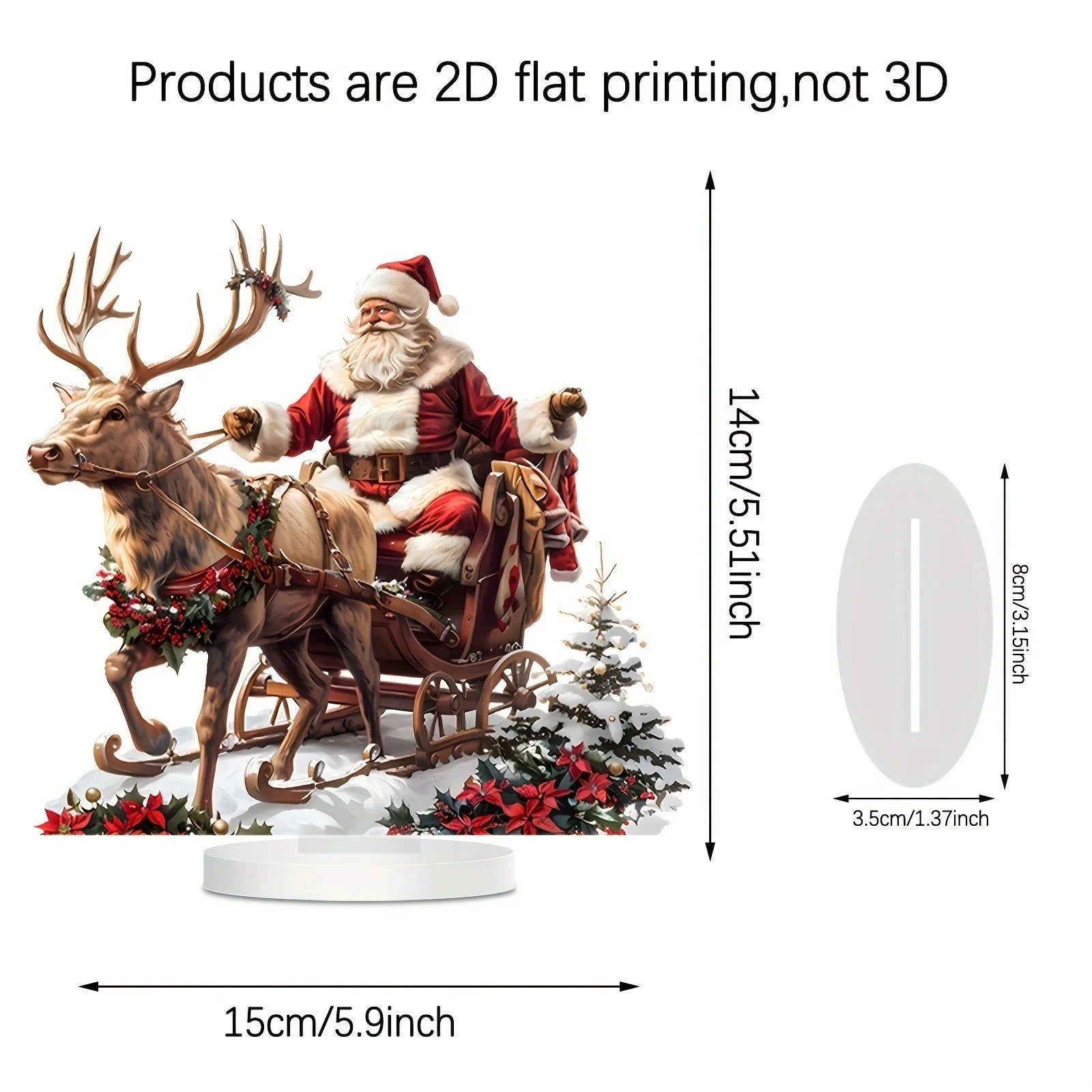 2D Acrylic Santa Claus Sleigh with Reindeer Tabletop Outdoor Decoration for Christmas 2025 Xmas Navidad Party Supplies